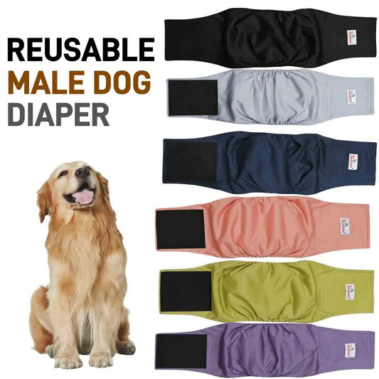 1PC Washable Male Dog Diaper Reusable Pet Sanitary Panties Nappy Belly Band Wrap Diapers Absorbent Leak Proof Pee Pant for Dogs