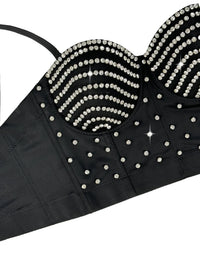 The Stardust Prism Siren – Embroidered Diamond Bustier Corset Crop Top