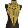 Long Rhinestone Tassel Fringe Crystal Drop Chocker Necklace Body Jewelry