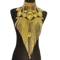 Long Rhinestone Tassel Fringe Crystal Drop Chocker Necklace Body Jewelry