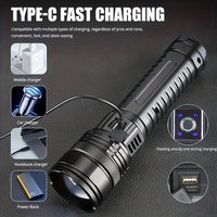 High Power LED Flashlight Super Bright LED Spotlight Long Range Torch Emergency Outdoor With 5 Lighting Modes Zoomable