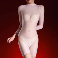 5D 912-Pin Ultrathin Oil Glossy Shaping Bodysuit Sheer Stage Playsuit Leotard