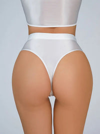 High-Waist Oil Glossy Sheer G-String Thong Satin Smooth Seamless Briefs