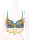 Sparkly Floral Beaded Sequin Belly Dance Bra & Tassel Performance Top