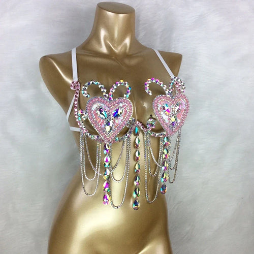 Dazzling Samba Carnival Crystal Wire Bra Costume Top