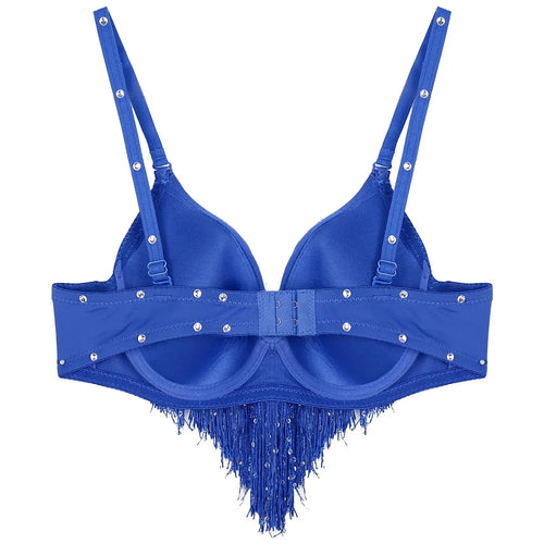 The Stardust Oasis Sirena – Sequined Tassel & Rhinestone Push-Up Belly Dance Bra Top