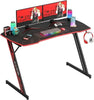 Modern Z-Shaped Gaming Desk Computer Desk for Home Office with Headphone Hook - Sturdy Workstation Table with Spacious Desktop