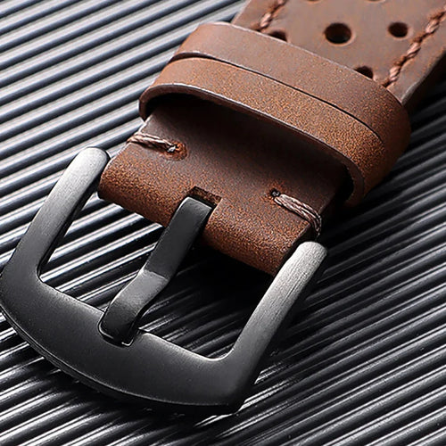 OnePlus Watch Band Quick Release Leather Strap Vintage Brown Wristband