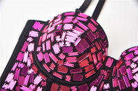 The Stardust Prism Siren – Mirror Embellished Push-Up Bustier Corset Top