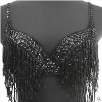 The Stardust Prism Sirena – Deluxe Beaded & Sequined Tassel Belly Dance Bra Top