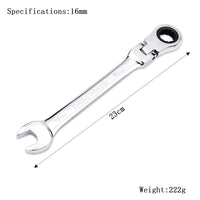 Ratchet Wrench of Keys Spanner Set Hand Tool 72-Tooth Ratcheting Flexible Head Mirror Finish 6mm-27mm Auto and Home Repair 1 pcs