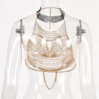 Crystal Chest Chain Body Harness Crop Top & Festival Party Jewelry