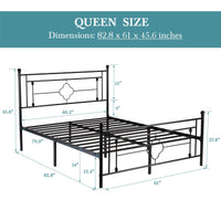 HOOMIC 14 Inch Metal Platform Bed Frame, Vintage Victorian Style, Wrought Iron Headboard and Footboard
