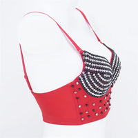 Rhinestone Beaded Bustier Corset Crop Top High Fashion Evening Party Bralette