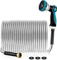 100/50/25FT Stainless Steel Garden Water Hose Mutifunctional Household Car Washing Yard Water Sprayer Pipe Tube Nozzle Sprinkle