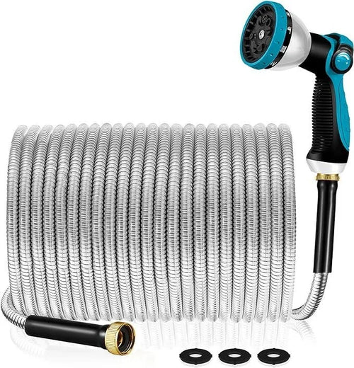 100/50/25FT Stainless Steel Garden Water Hose Mutifunctional Household Car Washing Yard Water Sprayer Pipe Tube Nozzle Sprinkle
