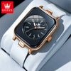 Women's Rectangular Gold Tone Quartz Watch Silicone Strap
