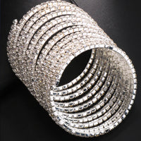 Sparkling Multi-Layer Rhinestone Arm Chain – Stacked Crystal Spiral Cuff & Upper Arm Bangle for Raves, Festivals & Beachwear