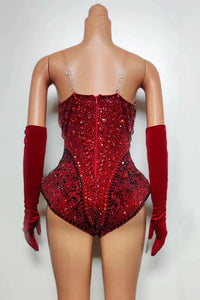 Western Cowboy Showgirl Bodysuit, Hat & Gloves 3-Piece Stage Costume Set