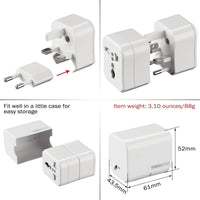 All-In-One Universal Travel Adapter, Detachable Power Plugs Fits Wall AC Adapter Outlets for USA EU UK AUS Worldwide