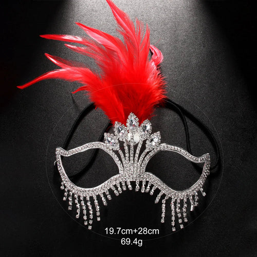 Carnival Feather Masquerade Jewelry Mask