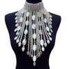 Rhinestone Crystal Long Fringe Tassel Necklace