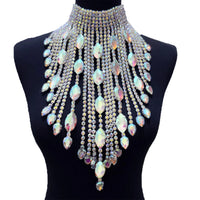 Rhinestone Crystal Long Fringe Tassel Necklace
