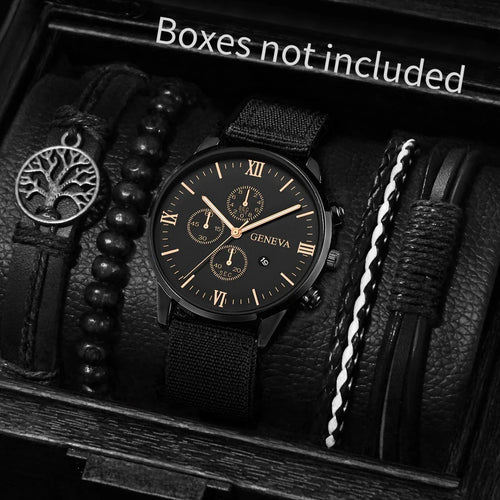 4/5PCS Fashion Men Watches Casual Male's Quartz Watch Bracelets Set Relogio Masculino Reloj Hombre（Without Box）