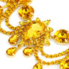Amber Rhinestone Drop Tassel Necklace & Earring Set