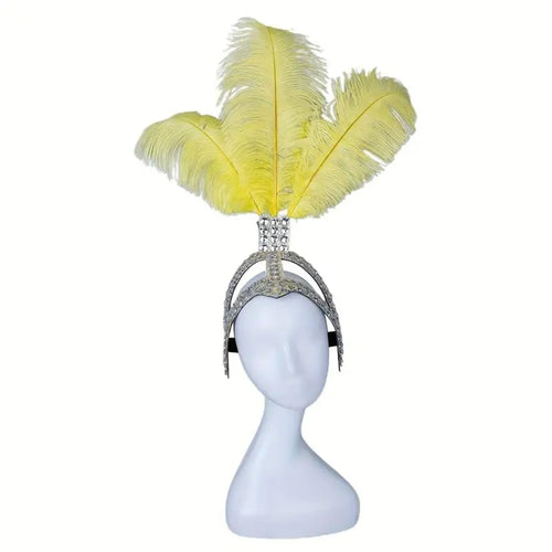 Ostrich Feathered Rhinestone Headpiece