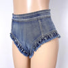 High Waist Distressed Denim Hot Pants Tassel Cheeky Nightclub Shorts