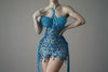 Sparkly Crystals & Sequins Mesh Halter Dress