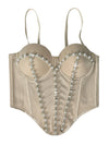 Pearl Embroidered Bustier Corset Crop Top High Street Evening Bralette