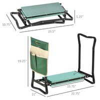 Folding Garden Kneeler Stool Bench Thick Knneling Pad with Large Tool Pouch