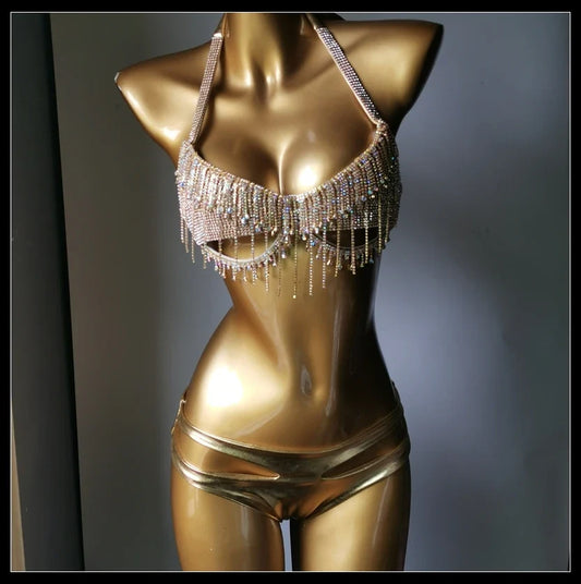 The Venus Vacation Tassel Bikini – Luxe Rhinestone Fringe Showgirl Set