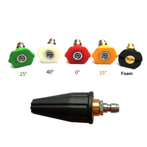 1/4" Car Pressure Washer Accessory Turbo Rotary Nozzle 360° Rotary Turbo 4000 PSI Solid Brass + ABS With 5 Nozzles