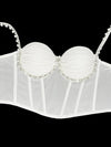 Pearl & Rhinestone Embroidered Bustier Corset Crop Top High Street Bralette