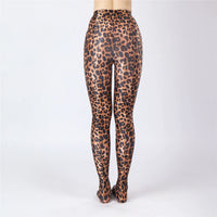 Oil Glossy High-Stretch Satin Pencil Pants & Leopard Print Leggings