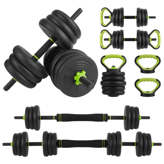 4-in-1 Adjustable Dumbbells Set Barbell Kettlebells Push-Up-Stand 44 Pounds For Home Gym Fitness Exercises