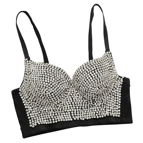 Colored Rhinestone Longline Costume Bra