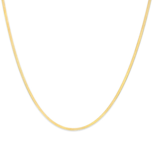 Unisex Solid 14K Yellow Gold 2.8mm Imperial Herringbone Chain Necklace - 18" Inches