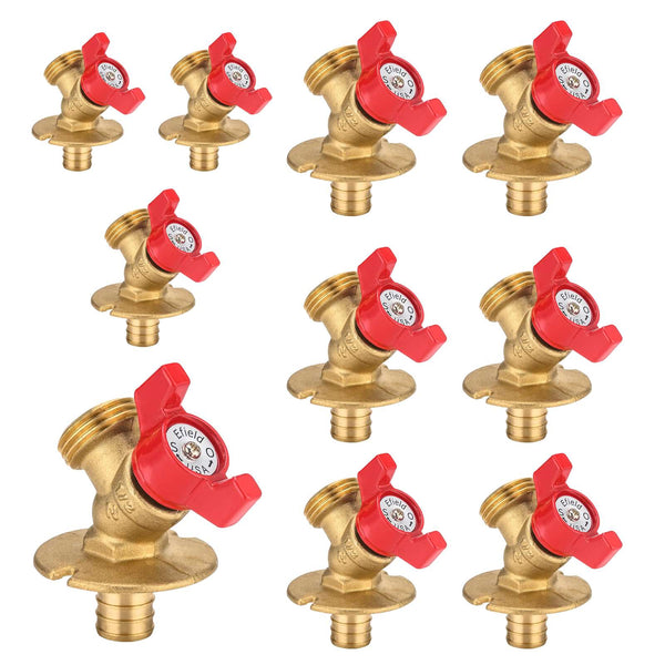 10 Pcs 1/2" PEX Crimp x 3/4" NH, PEX Sillcock, Red Plumbingsell