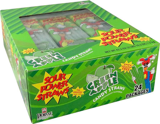 SOUR POWER Straw Green Apple  24 pack
