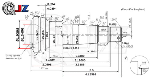 Spindle #84 - Straight with 2" Bore - 3,500 lbs Trailer Axle Spindle