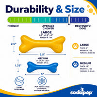PUP-X Rubber Bone Dog Toy - Durable, Floats, Chew Toy for Large Dogs | USA