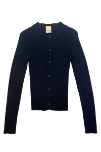 Ribbed Knit Cardigan in Navy