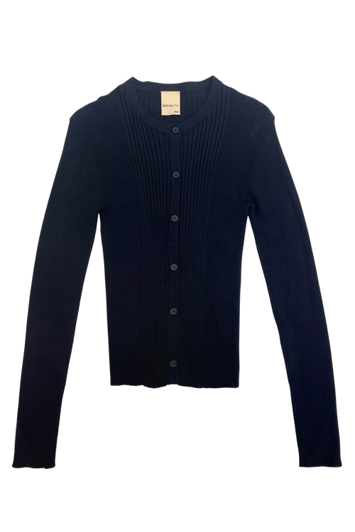Ribbed Knit Cardigan in Navy