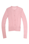 RIBBED KNIT CARDIGAN IN POWDER PINK