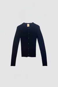 Ribbed Knit Cardigan in Navy