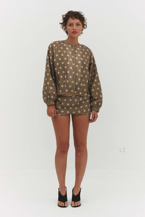 FABIO VOILE JACKET IN CREAM AND MOCHA